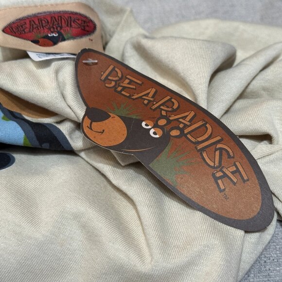 BEARADISE Bear Hug Graphic 100% Cotton T-Shirt, Beige, Large (Oversized) - Picture 7 of 11